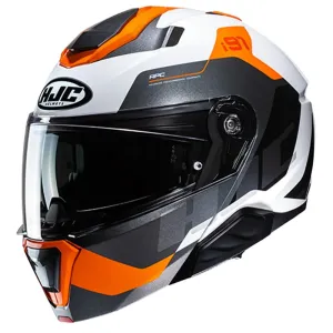 HJC i91 Carst White Orange Modular Helmet Größe 2XL