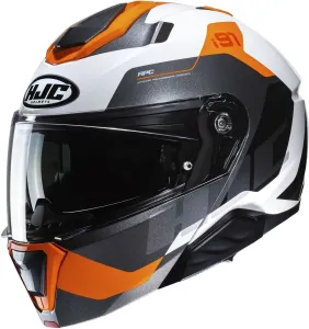 HJC i91 Carst White Orange Modular Helmet Größe L