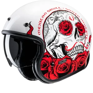HJC V31 Desto Weiß Rot MC1 Open Face Helmet Größe M