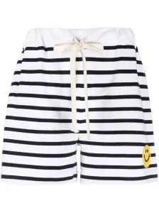 JOSHUA SANDERS - Smiley Logo Striped Cotton Shorts #1140813