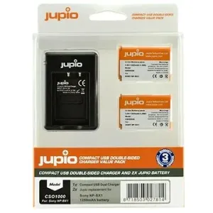 Jupio 2 x NP-BX1 1250 mAh Akku + Ladegerät für Sony