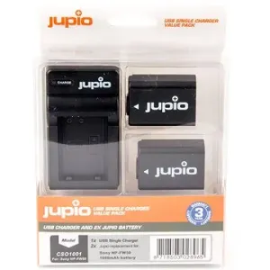 Jupio 2 x NP-FW50 1080 mAh Akku + USB Ladegerät