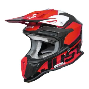 Just1 J18-F Hexa Rot Weiß Schwarz Mattet Offroad Helme Größe L