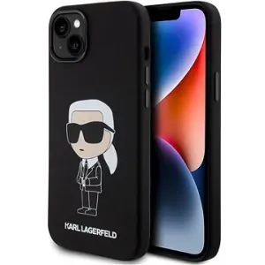 Karl Lagerfeld Liquid Silicone Ikonik NFT Back Cover für iPhone 15 Plus Schwarz