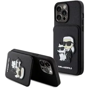Karl Lagerfeld PU Saffiano Card Slot Stand Karl and Choupette Back Cover für iPhone 15 Pro Max