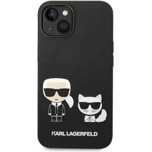 Karl Lagerfeld and Choupette Liquid Silicone Back Cover für iPhone 14 Plus schwarz