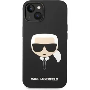Karl Lagerfeld Liquid Silicone Karl Head Back Cover für iPhone 14 Plus Schwarz