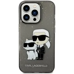 Karl Lagerfeld IML Glitter Karl and Choupette NFT Back Cover für iPhone 14 Pro - Schwarz