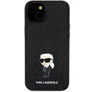 Karl Lagerfeld Fixed Glitter Metal Ikonik Back Cover für iPhone 15 Plus Schwarz