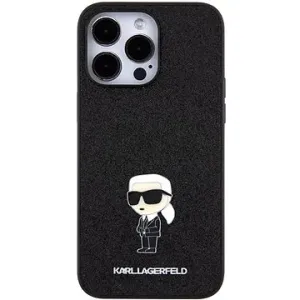Karl Lagerfeld Fixed Glitter Metal Ikonik Back Cover für iPhone 15 Pro Max Schwarz