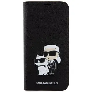 Karl Lagerfeld PU Saffiano Karl and Choupette NFT Book Handyhülle für iPhone 15 Pro Max Schwarz