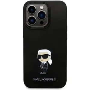 Karl Lagerfeld Liquid Silicone Metal Ikonik Back Cover für iPhone 15 Pro Schwarz