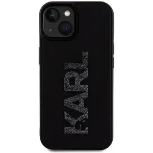 Karl Lagerfeld 3D Rubber Glitter Logo Karl Back Cover für iPhone 15 Schwarz
