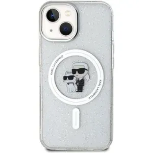 Karl Lagerfeld IML Glitter Karl and Choupette MagSafe Back Cover für iPhone 15 transparent