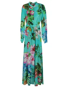 KITAGI LUXURY - Floral Print Silk Crepe Long Dress