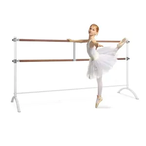 KLARFIT Barre Marie Doppel-Ballettstange, 220 x 113 cm, 2 x 38mm Ø weiß