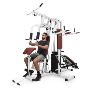 KLARFIT Ultimate Gym 9000 7 Stations bis 150kg QR Stahl weiß