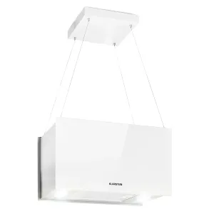 Klarstein Kronleuchter L Inselabzugshaube 60cm Abluft: 590m³/h LED Touch Glas weiß