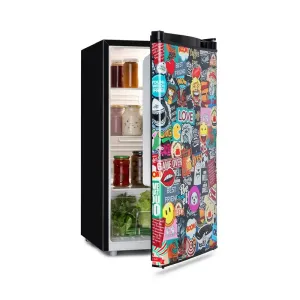 Klarstein Cool Vibe Kühlschrank E 90 Liter VividArt Concept Manga-Style schwarz