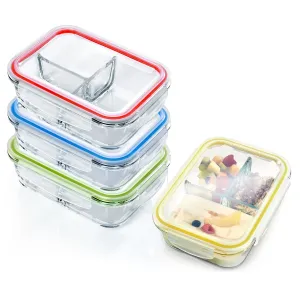 Klarstein Lunchboxen mit Unterteilung 4er-Set je 1040 ml 3 Fächer auslaufsicher