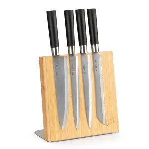 Klarstein Messerblock schräg, magnetisch, für 4-6 Messer, Bambus, Edelstahl