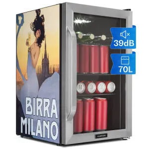 Klarstein Beersafe 70 Birra Milano Edition Kühlschrank 70 Liter 3 Böden Panoramaglastür Edelstahl #274867