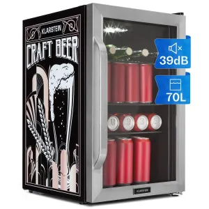 Klarstein Beersafe 70 Craft Beer Edition Kühlschrank 70 Liter Glastür Edelstahl