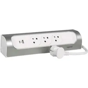 Legrand Verlängerungskabel 1 m / 3 Steckdosen / mit USB / aluminium-weiß / PVC / 1,5 mm2