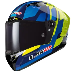 LS2 FF805 Thunder Carbon Gas Blue H-V Yellow Full Face Helmet Größe 2XL