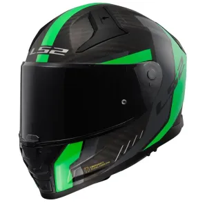 LS2 FF811 Vector II Carbon Grid Matt Fluo Green Full Face Helmet Größe XXS