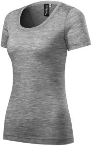 Damen T-Shirt aus Merinowolle, dunkelgrauer Marmor, 2XL