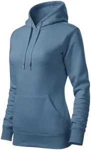 Damen Sweatshirt mit Kapuze ohne Reißverschluss, denim, XS