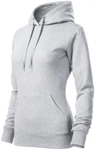 Damen Sweatshirt mit Kapuze ohne Reißverschluss, hellgrauer Marmor, XL