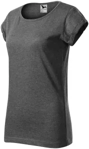 Damen T-Shirt mit gerollten Ärmeln, schwarzer Marmor, XS