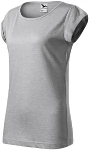 Damen T-Shirt mit gerollten Ärmeln, Silberner Marmor, XS