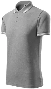 Kontrastiertes Poloshirt für Herren, dunkelgrauer Marmor, XL