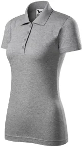 Slim Fit Poloshirt für Damen, dunkelgrauer Marmor, XL