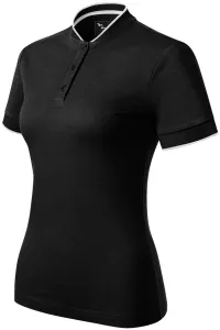 Damen-Poloshirt mit Bomberkragen, schwarz, XL
