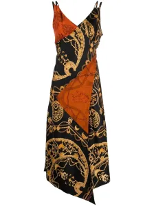 MARINE SERRE - Printed Long Cocktail Silk Dress #1096696
