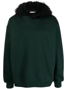 MARNI - Faux Fur Collar Cotton Sweatshirt