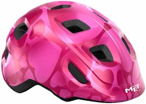 MET Hooray Pink Hearts/Glossy XS (46-52 cm) Kinder fahrradhelm