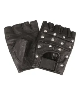 Mil-tec Biker fingerlose Handschuhe mit Nieten, schwarz #314092