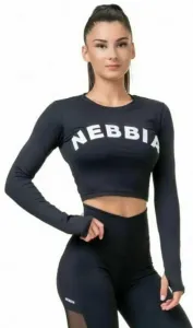 Nebbia Long Sleeve Thumbhole Sporty Crop Top Schwarz M Fitness T-Shirt