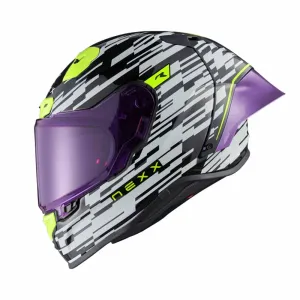 Nexx X.R3R Glitch Racer White Neon Full Face Helmet Größe M