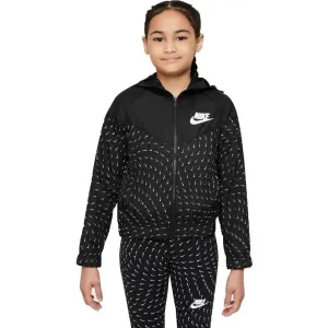 Nike NSW WINDRUNNER AOP Mädchenjacke, schwarz, größe