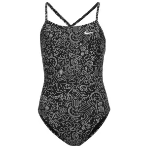 Nike HYDRASTRONG MULTI PRINT Mädchen Badeanzug, schwarz, größe