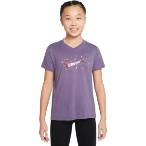 Nike NK DF TEE VNECK LGD ESSNTL+ Mädchenshirt, violett, größe