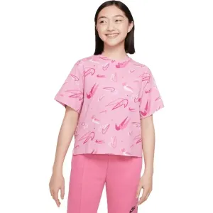 Nike NK NSW TEE BOXY SWOOSHFETTI Mädchenshirt, rosa, größe
