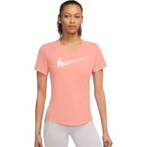 Nike NK SWOSH RUN SS TOP Damenshirt, lachsfarben, veľkosť S