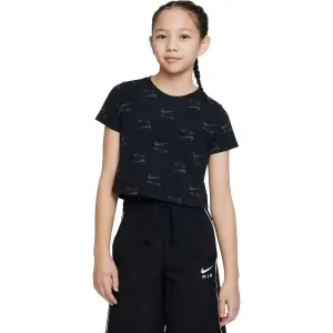 Nike NSW TEE CROP AIR AOP Mädchenshirt, schwarz, größe XL
